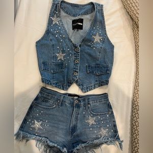 Fashion nova two piece denim set